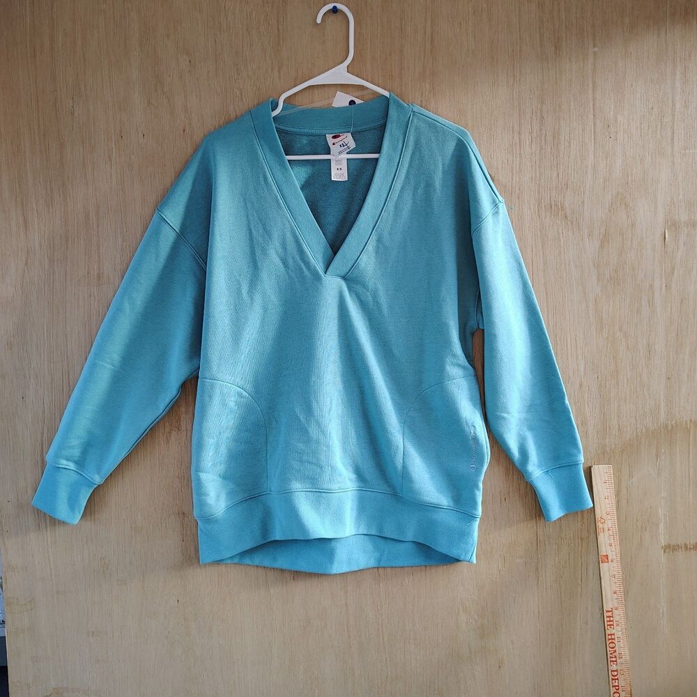 Champion Women's Long Sleeve V-Neck French Terry Pullover Size XS NWT